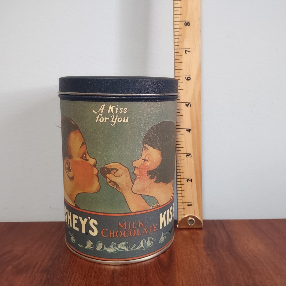 Vintage 90’s Hershey's Kisses Milk Chocolate Tin Can "A Kiss For You"